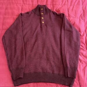 Portabella New York - Button Collar Sweater Mens Medium Maroon Red Pullover